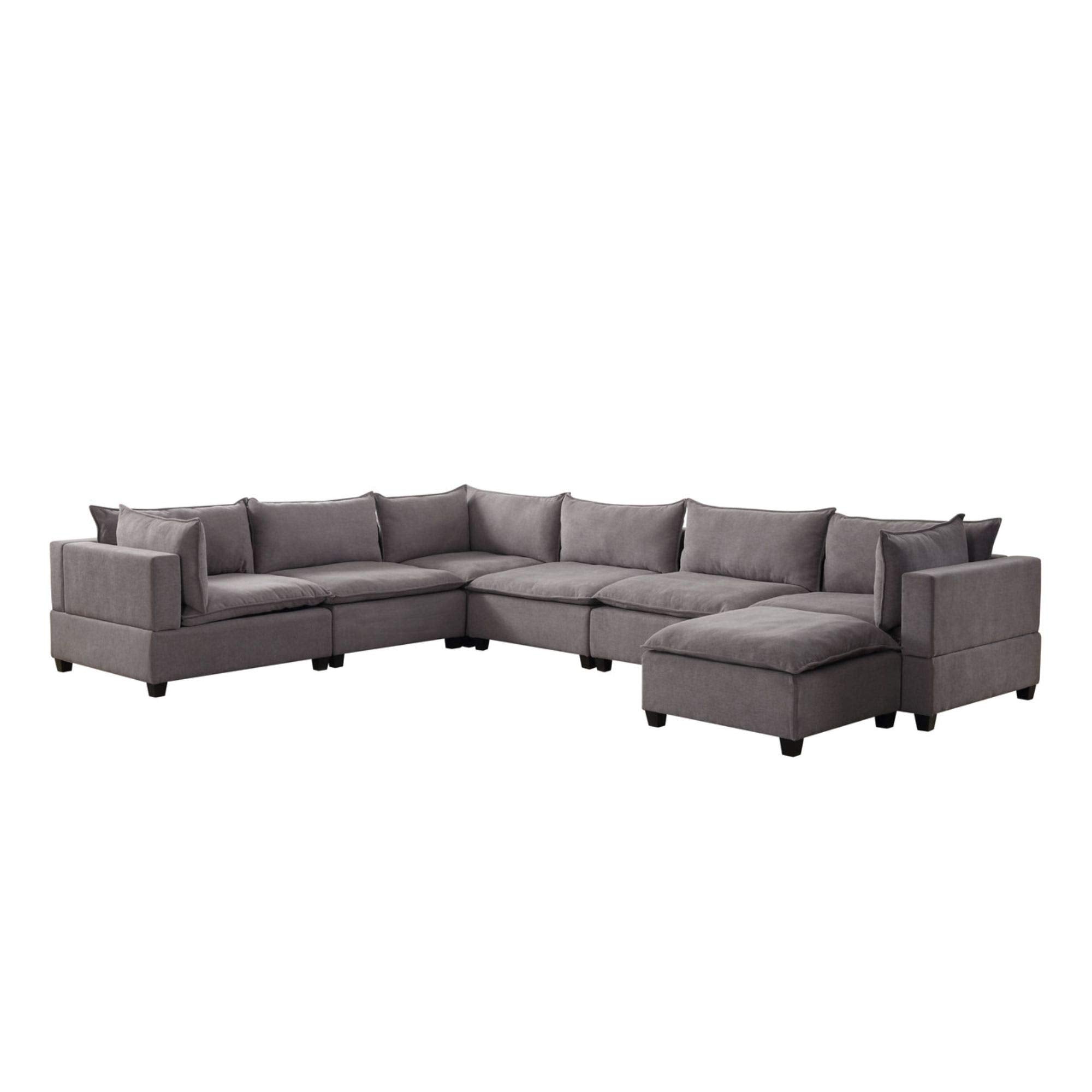 Lilola Home Madison Light Gray Fabric 7 Piece Modular Sectional Sofa Chaise